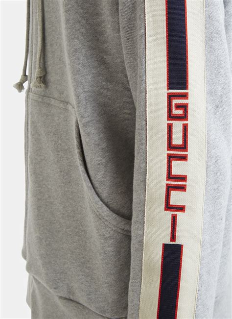 hooded zip up sweatshirt with gucci stripe replica